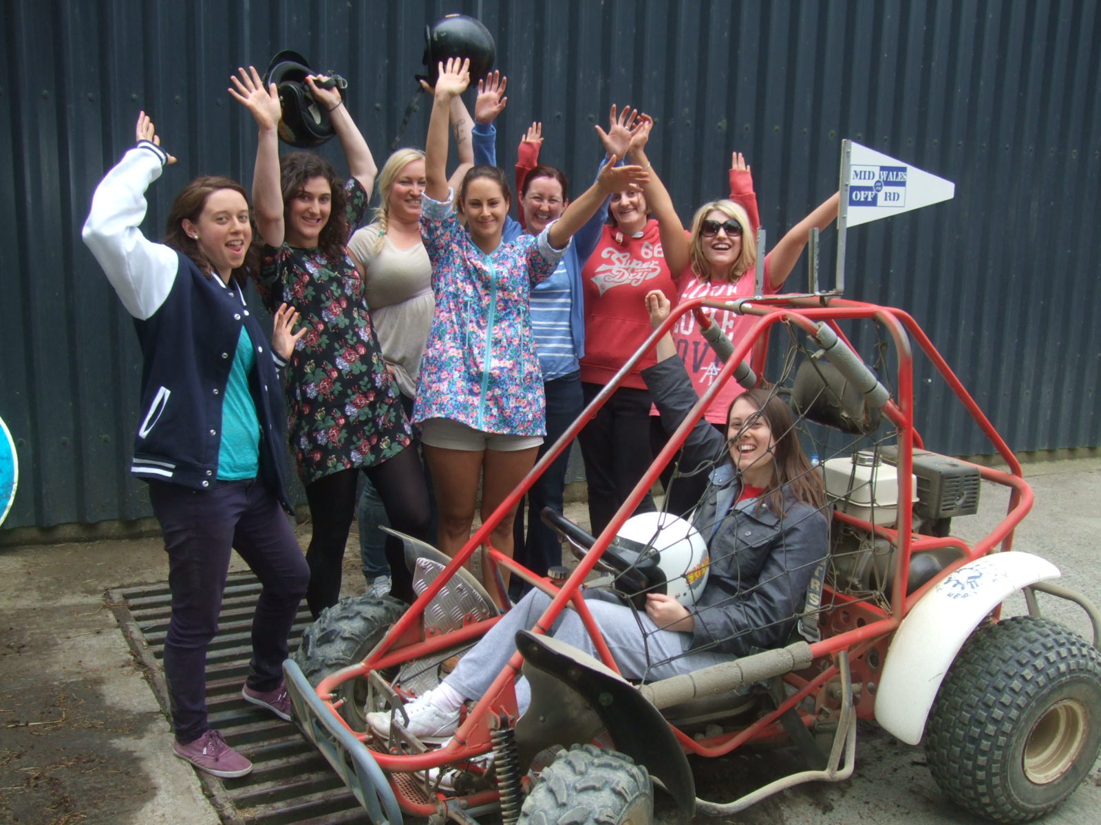 Rebeca and the Hens enjoying a Hen Party at Mid Wales Off Road